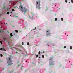 NEW Company Kids Koala Sheets (queen size, pink, organic cotton percale)